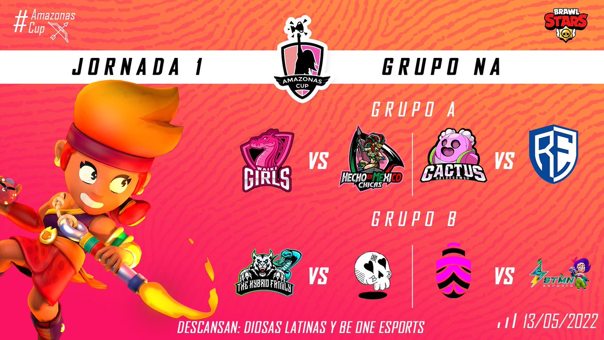 #AmazonasCup | Jornada 1 NA

Ya están los enfrentamientos para esta primera jornada de NA🤩❗️

📅: 13/05

Grupo 🅰️
<a href="/TeamWaikiGirls/">Waiki Girls</a> vs @HEMCOC_ 
<a href="/CactusJackBS_/">Cactus Jack 🌵</a> vs <a href="/RegardsEsports/">Regards Esports</a> 

Grupo 🅱️
<a href="/HybridFamily5/">TheHybridFamily</a> vs #BelicasRiot 
@KIB_Esports vs <a href="/STMNesports/">STMN Esports</a>