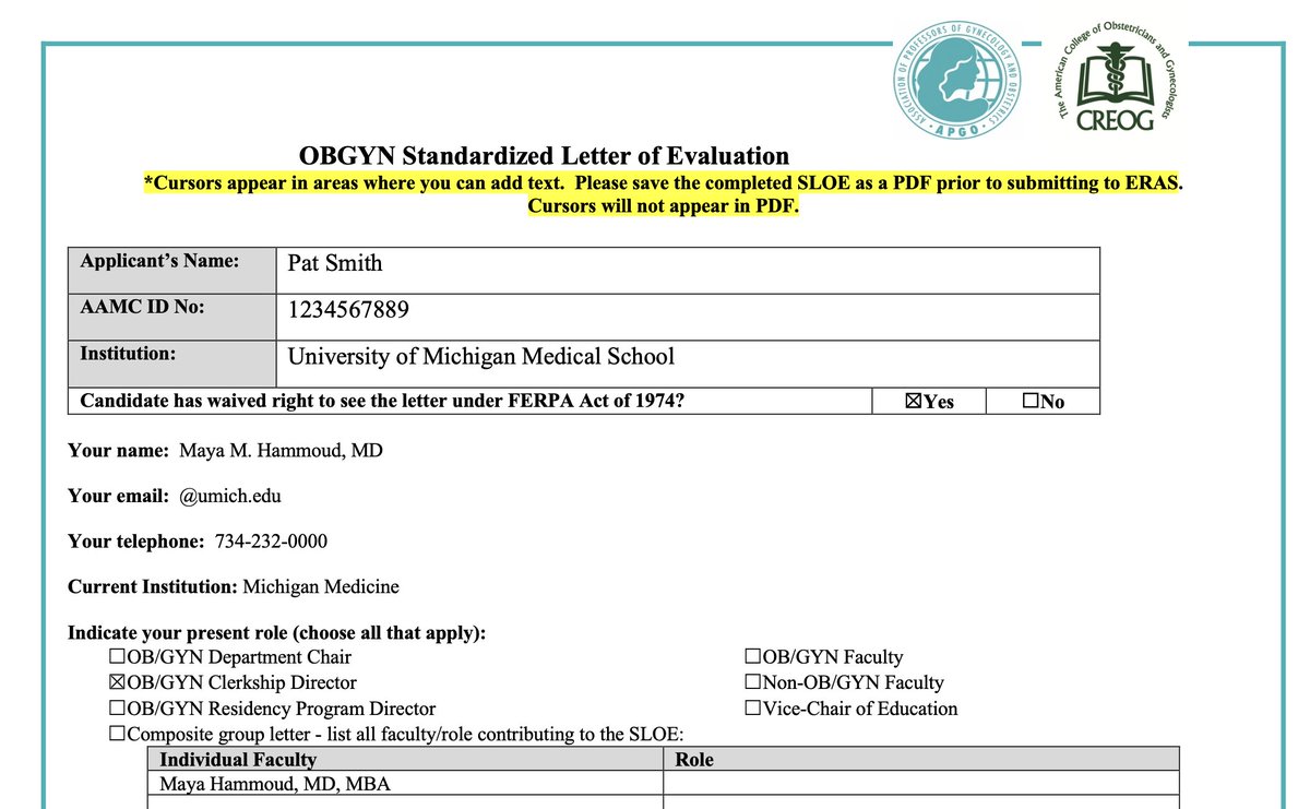Maya_Michigan's tweet photo. Did you know that #OBGYN is asking for one SLOE (standardized letter of evaluation) from all #residency applicants? this replaces one of your LORs. Please see template and FAQs here https://t.co/NccoR1is0M
Questions? feel free to DM me.
#ChangeMedEd #MedTwitter #Match2023 https://t.co/c1WhK17UL1