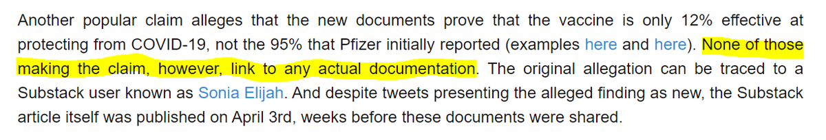 mkeulemans's tweet photo. Heel het sprookjesbos over de rooie: in de #pfizerdocuments zou staan dat het Pfizervaccin eigenlijk maar 12% werkzaam is! 😱

Enige probleempje: die claim staat helemaal niet in de documenten. 🙄👇 https://t.co/S6hgQZP2Pv