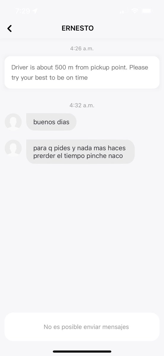 neydamr's tweet photo. @DiDi_Mexico lo llamé en la madrugada, lo esperé mas de 20 min cuando me hace llamada perdida y cancela. Para después enviarme este mensaje. Que miedo haberme subido con él. Ya borre la app. https://t.co/FGPP2mGZRF