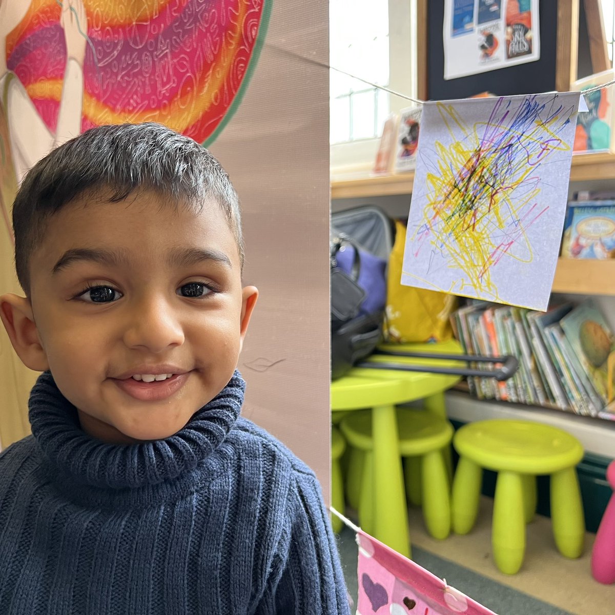 UrsulaHurstArt's tweet photo. Just some of the wonderful little peeps who made #DrawingHopeFlags for the Literature festival in Keighley today. @ChildrensLFests Thanks everyone https://t.co/17bfFfrWrG