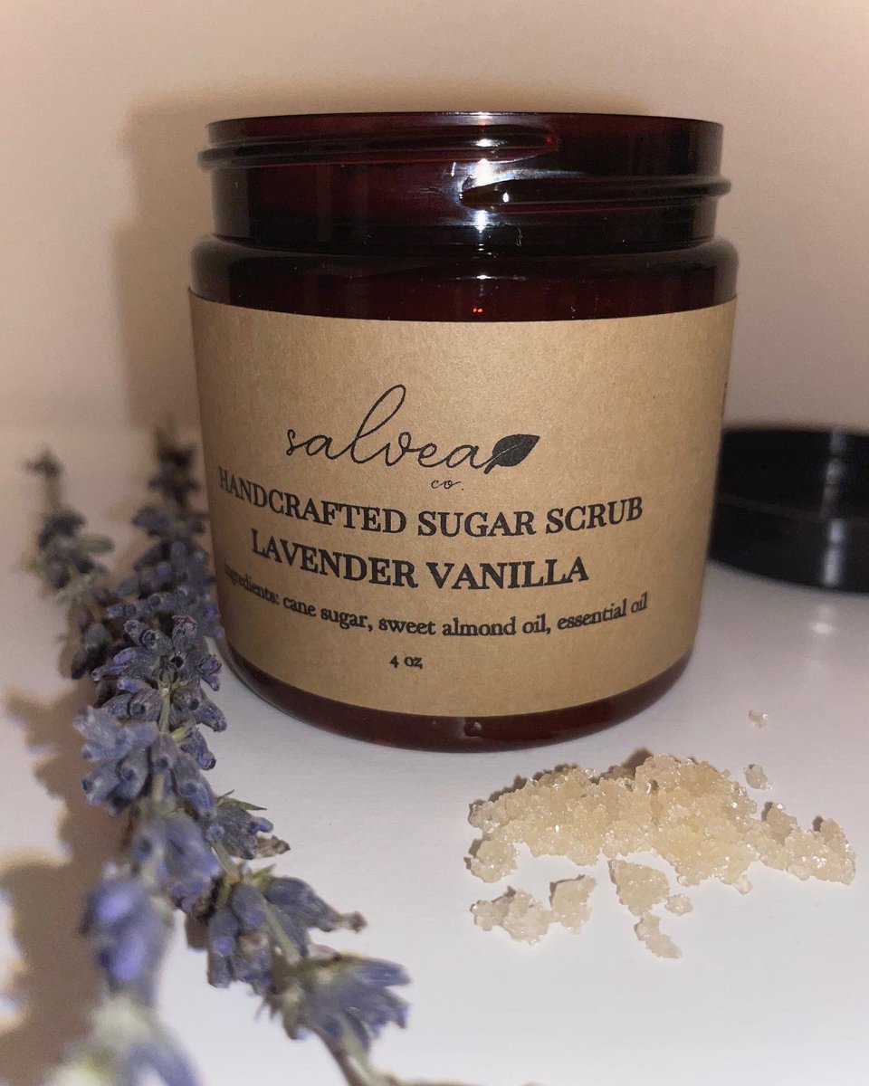 salveaco's tweet photo. Scrub the day away with our new lavender vanilla sugar scrub!

All products proudly made with simple ingredients. 

Tap the link in the bio or visit our shop at https://t.co/YoB3zjoFU8

#exfoliate #exfoliation #sugarscrubs #bodyscrubs #lavendervanilla #salveaco #simple #natural https://t.co/OnJgOOjGpE