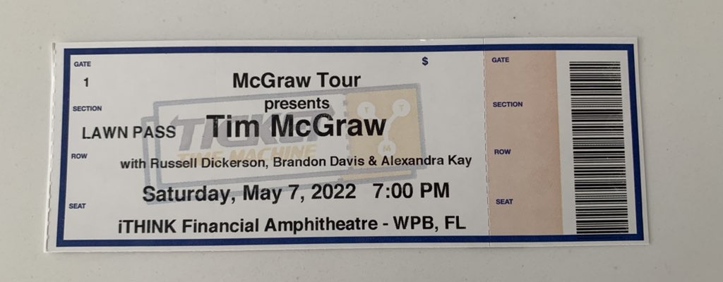 mawg8trs's tweet photo. Excited to see @TheTimMcGraw @russelled @brandondavis_music @_alexandrakay
Great to have the #lawnpass, but I want a printed ticket. Thanks to @TicketTimeMach1 I have one!
#TicketsAreComing #ThatsTheTicket #MobileTicketsAreLame @TicketTimeMach1 @ithinkfiamp https://t.co/xcibOnMgEN