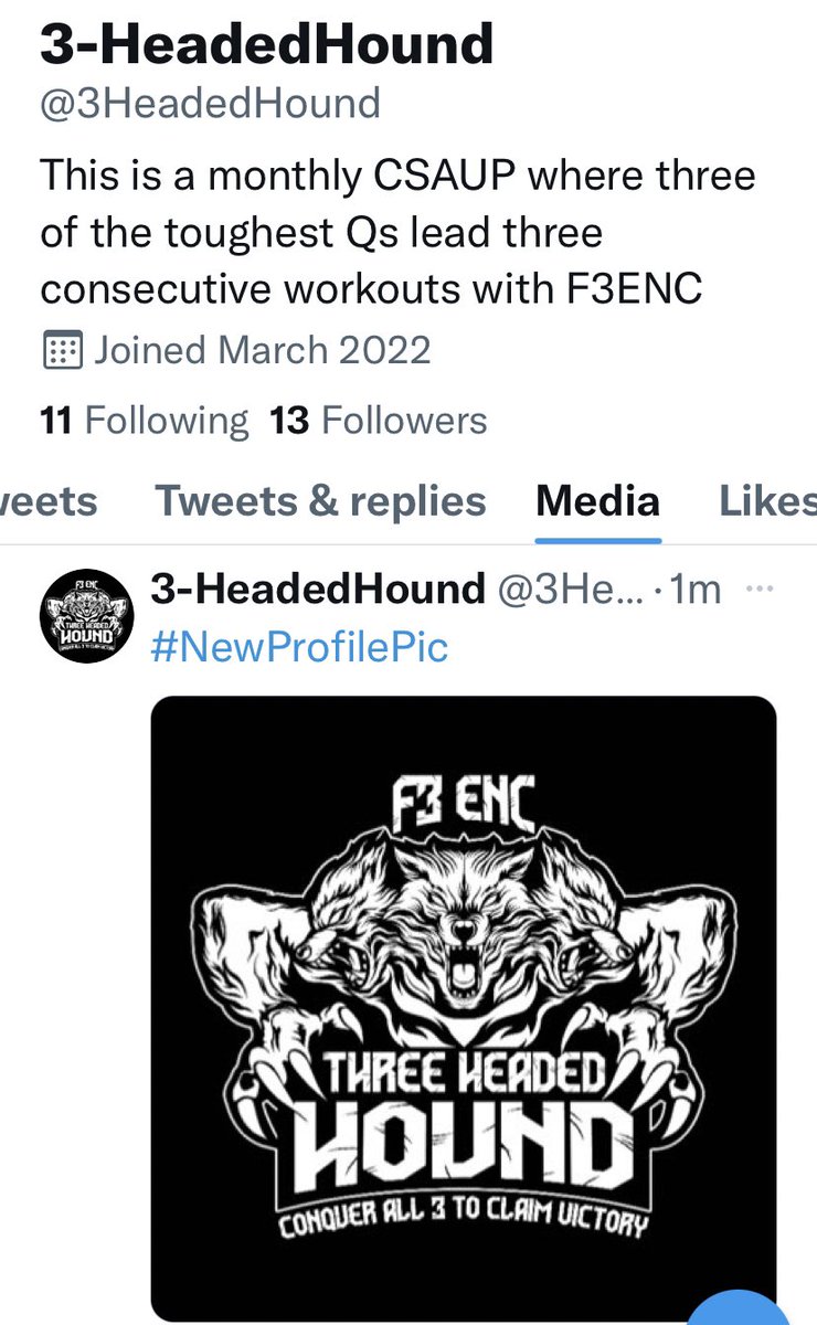 3HeadedHound's tweet photo. Wonder what other monthly CSAUP events regions around @F3Nation are doing. 

@F3ENC revived the @3HeadedHound which last reared its heads in 2018. 

Getting up the 3rd morning when DOMS is already setting in means you have to do TheToughestThing #TTT https://t.co/anfsKplQ05