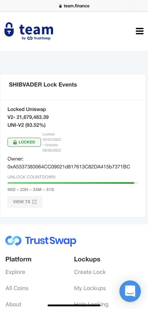 MrDiamondhandz1's tweet photo. 🚨BREAKING!🚨 @shibvader just extended the liquidity lock to 90 days!  Send it! 🚀🚀🚀🚀🌕💎🤲🏻 #cryptocurrecy #Bitcoin #Altcoins https://t.co/4sKZEheJS5