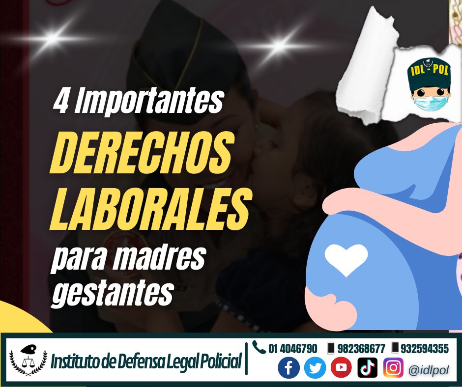 InstitutodeDef1's tweet photo. 4 importantes derechos laborales para madres gestantes.

#MadrePNP  #PNP  #DiaDeLaMadre https://t.co/4vQGv7xANE