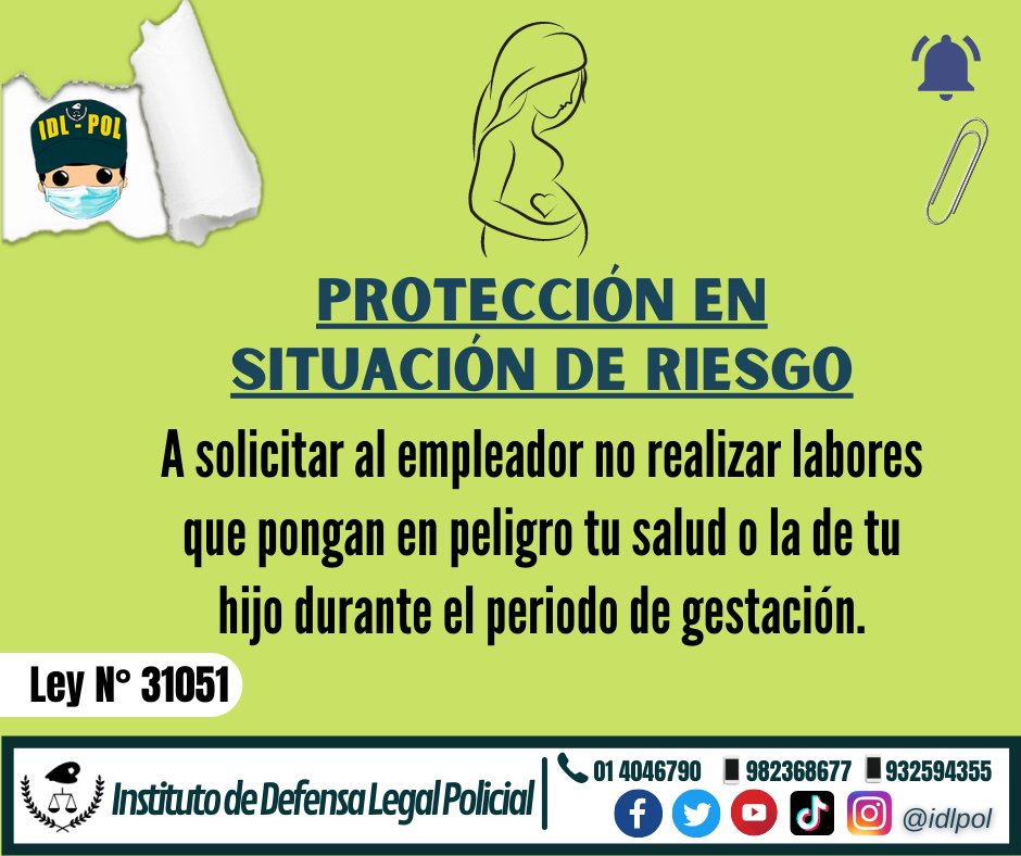 InstitutodeDef1's tweet photo. 4 importantes derechos laborales para madres gestantes.

#MadrePNP  #PNP  #DiaDeLaMadre https://t.co/4vQGv7xANE