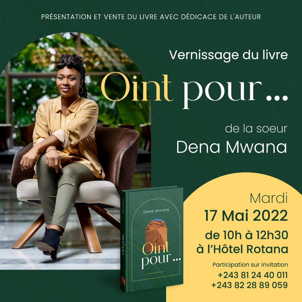 "DENA, tu écriras des livres...Cela raisonne encore dans mes oreilles, mais je n’aurai jamais cru tenir entre mes mains ce manuscrit...A toi, toute la gloire Papa.”
Émue de te présenter mon 1e livre  “OINT POUR …”😇  mardi 17 Mai 2022 10h à Kinshasa au Rotana, tél: 081 24 40 011