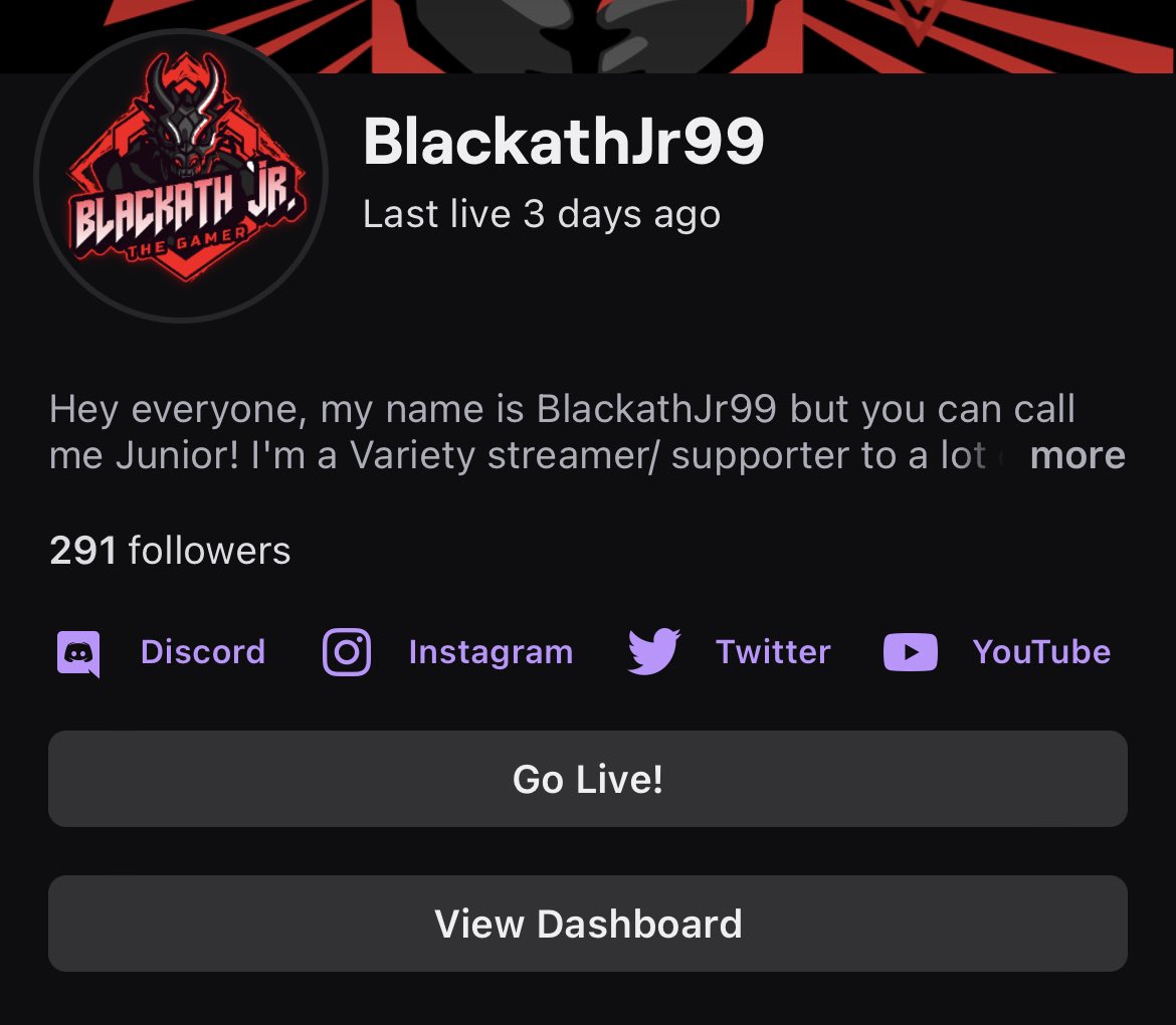 BlackathJ's tweet image. I’m 9 away to hit 300 followers on Twitch!!!! 🥳🥳