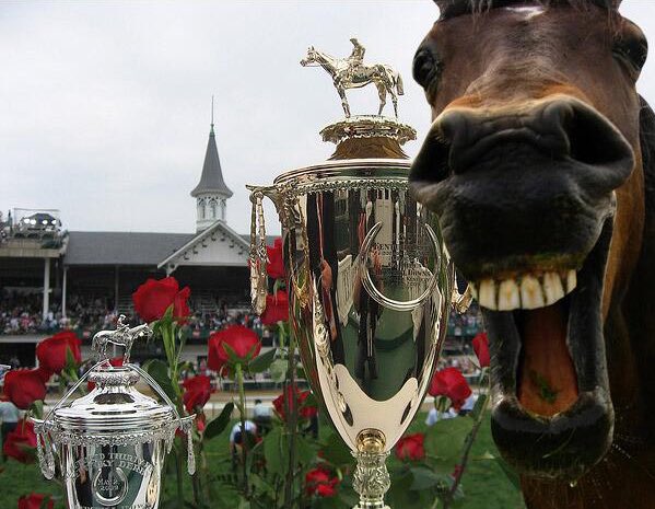 Rich Strike Victory Lane selfie with the trophy. #KentuckyDerby