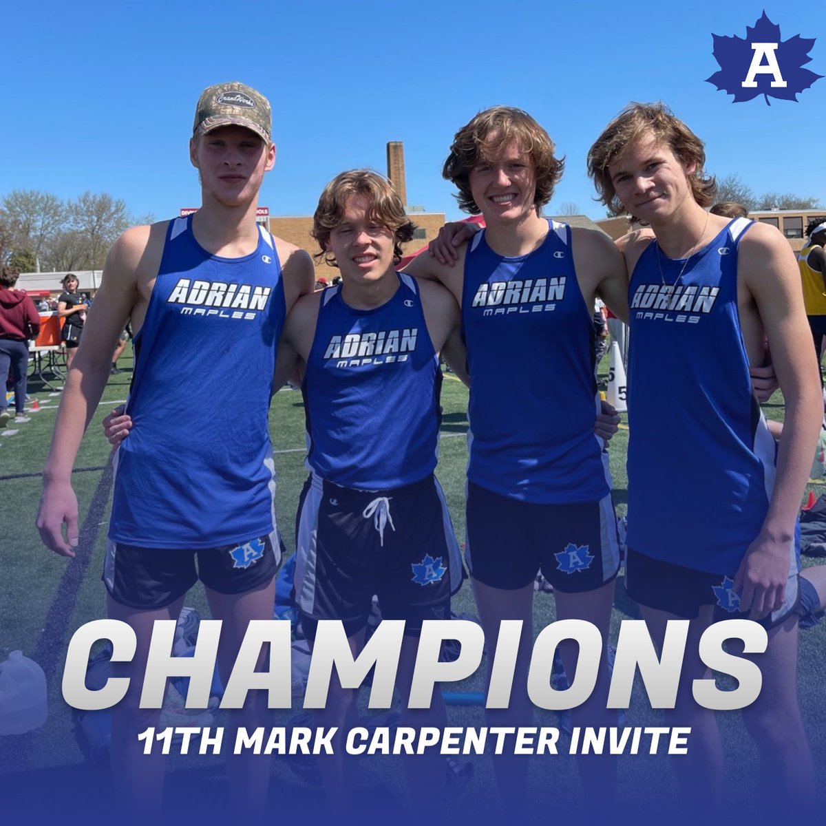 CB20Media's tweet photo. Adrian Boys Track &amp; Field wins the 11th Mark Carpenter Invite in Dearborn! 🍁👟 @maples_adrian @965TheCave https://t.co/DNtcbUFuwn