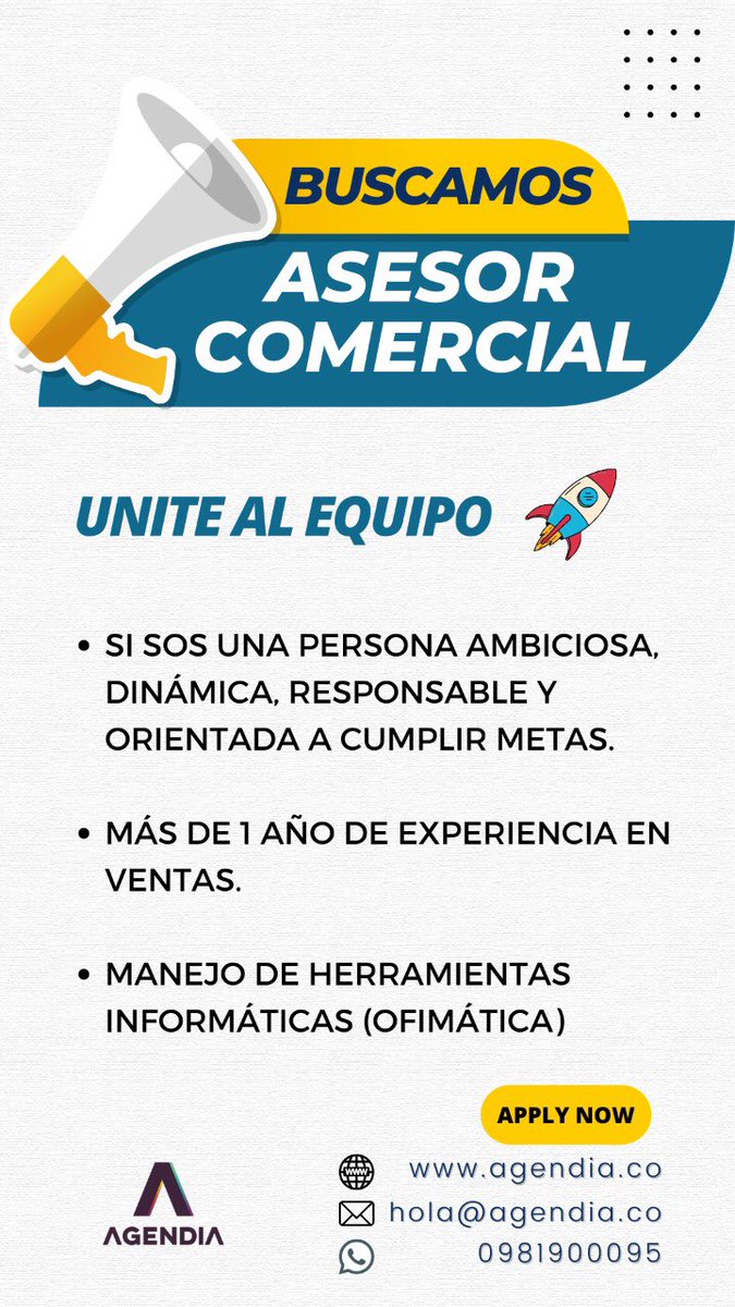 agendiapp's tweet photo. Seguimos en búsqueda, si sabes de alguien con ganas de crecer, dale RT https://t.co/DxX3t9smhS