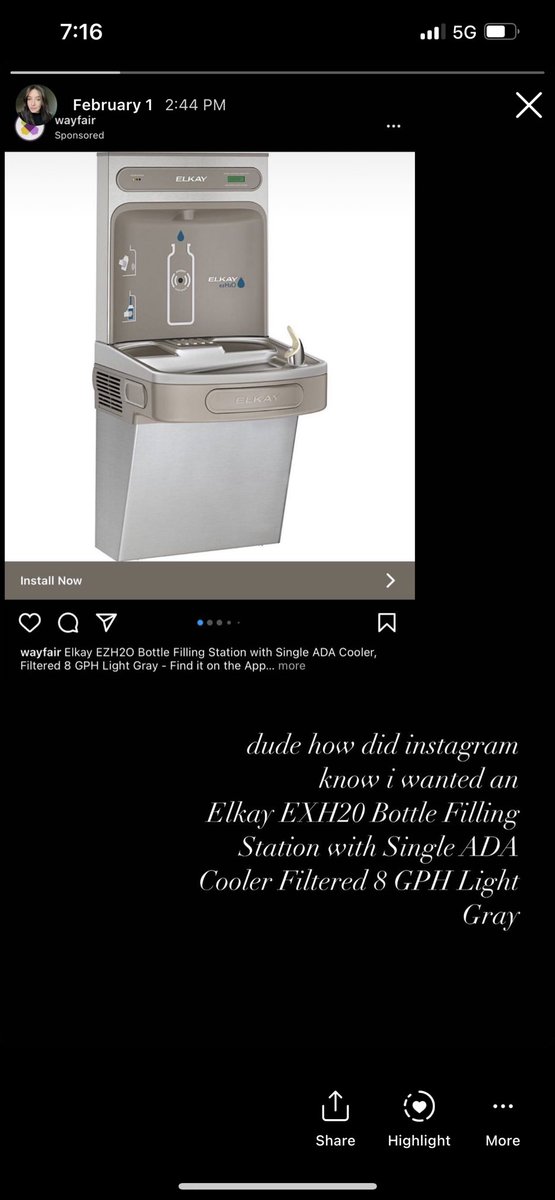 laurrsteele's tweet photo. @kurtisconner I guess wayfair knows we have the same taste in Elkay Bottle Filling stations, can’t find a Dark Gray anywhere though ☹️ https://t.co/CSa9u0ixtf