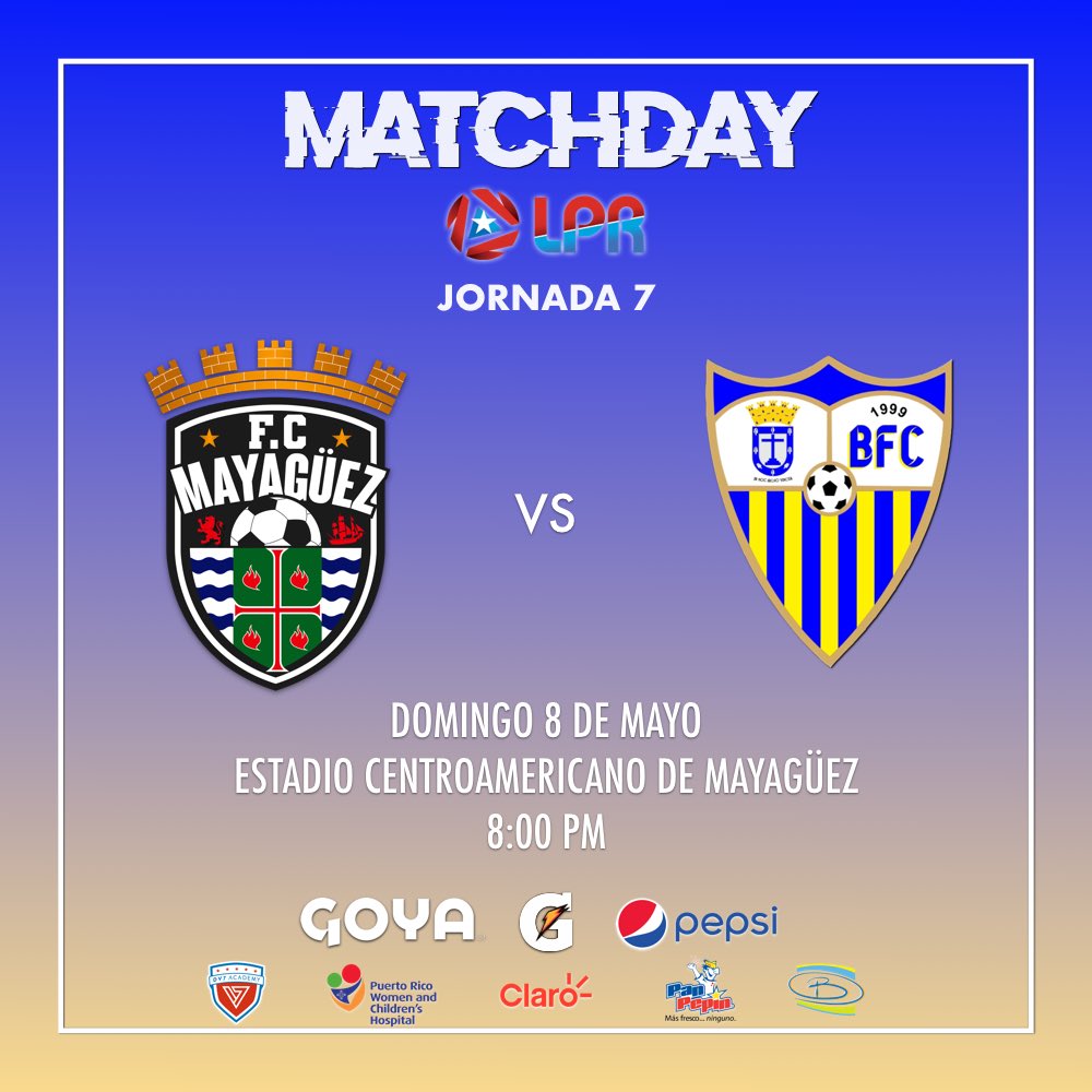 Nuestro equipo Superior Masculino enfrentará mañana al FC Mayagüez en partido de la Liga Puerto Rico a las 8:00 PM en el Estadio Centroamericano de Mayagüez. ¡Vamos Bayamón! 🙌🏻⚽️