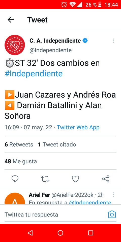 DTAlcivarFutbol's tweet photo. 🇪🇨🇪🇨🇪🇨 JUAN CAZARES jugó hoy 13 minutos(+3 de compensación⏱️) con INDEPENDIENTE en la goleada a Huracán por la 14°fecha d la Serie A de ARGENTINA e HIZO 1 GOL!!👏🏿
#CopaLPF2022🇦🇷🏆: @Independiente👹 3 🆚 @CAHuracan 0

@LaTri👀 #EcuatorianosEnElExterior🌐 #Ecuador⚽ @JuaniCazares🔥 https://t.co/0mACsXHAlA