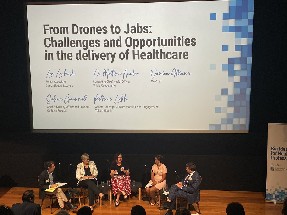 DrMelNaidoo's tweet photo. Great to talk about making health happen and role of #DigitalHealth in health equity at @BN_Lawyers health forum this week #bigideas #healthlaw @outbackfutures @HeartofAust @telstrahealth @ViridisCon https://t.co/CRY4f144LG