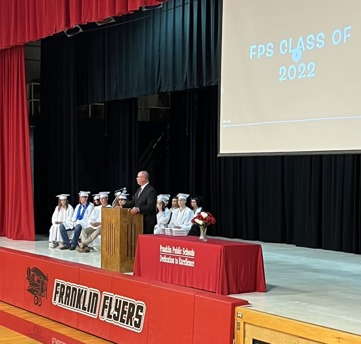 LecherChristy's tweet photo. Super proud of my husband, who received his Educational Specialist Degree from WSC. Instead of walking for this honor, he was honored with presenting the welcome for the 2022 graduating seniors of Franklin Public School. It’s a Great day to be a Flyer! @Lecher_Chris https://t.co/753BQ1ZTlz