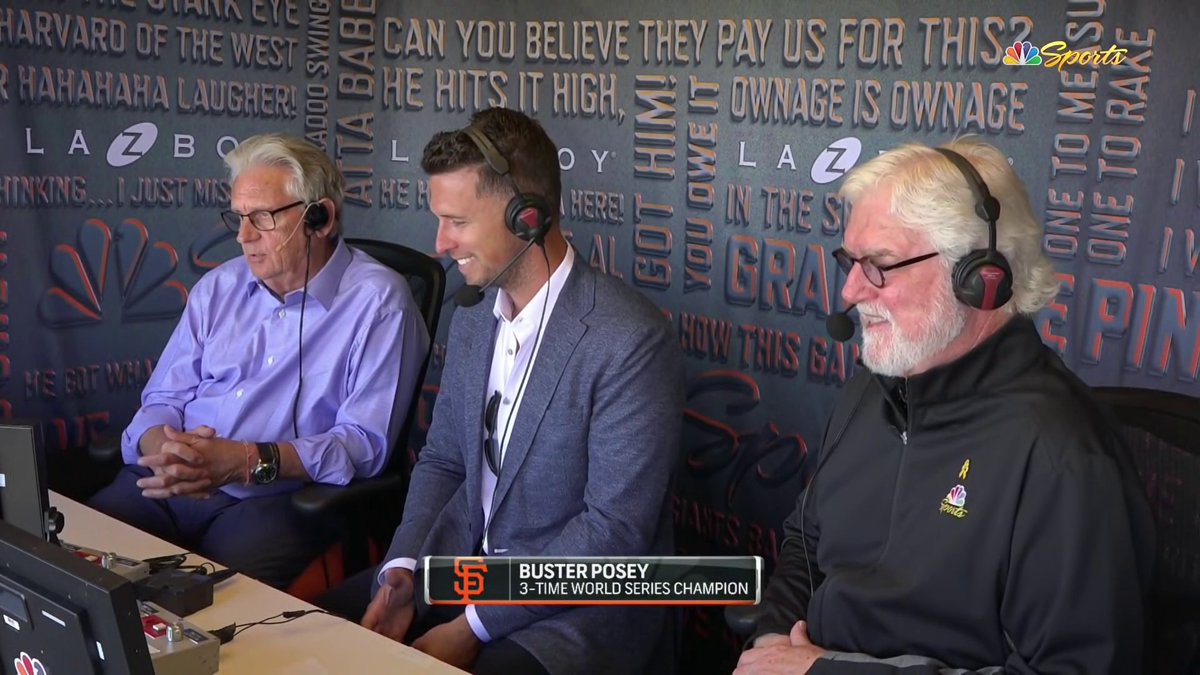 NBCSGiants's tweet photo. Buster is in the booth ‼️

📺 NBC Sports Bay Area
📱 https://t.co/8icLEzYF9Y https://t.co/KUoGQPmq7v