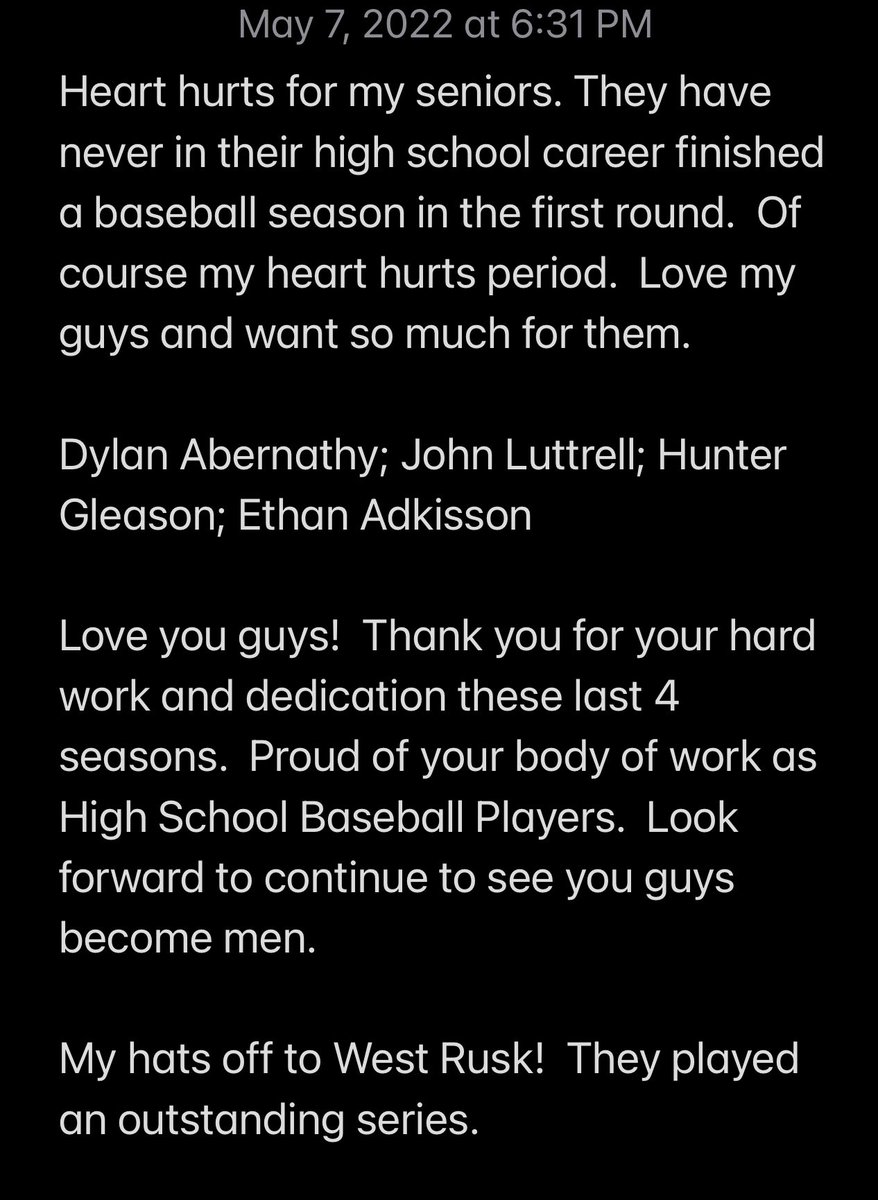 Thank you @DylanAbernath22 @HunterGleason9 @EAd2022 @JohnL1328 for 4 solid seasons. We will miss you #SOAR Good series and best of luck to @WestRuskBsbl