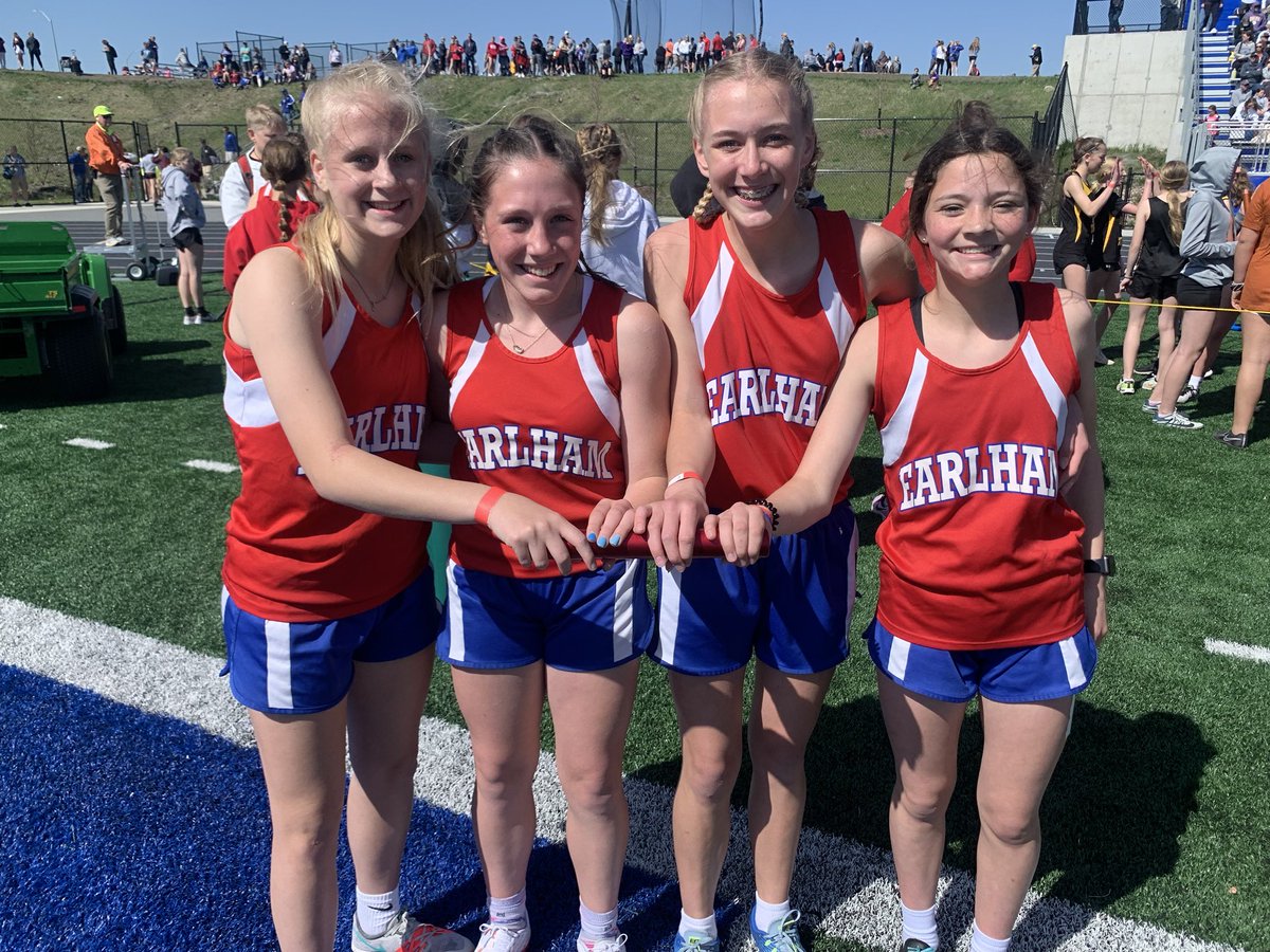 44BBeck's tweet photo. The Earlham girls had a great day at the JH State Track Meet today, finishing 6th out of 38 teams in 1A/2A!  The girls posted multiple PR’s/SR’s including the 4x800 team of Sly, Stanley, Smith and Harger who now hold the 4x800 record for Earlham JR high with a time of 10:46.10! https://t.co/PgiVQJHh50