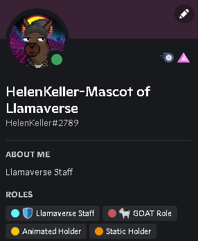 HelenKellerETH's tweet photo. @Llamaverse_ has been my home since I started NFT's. Humbled, and excited to give everything I can to the project, and community! https://t.co/bT5odQHAwU