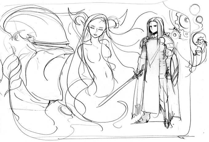 準備運動な感じに手の赴くまま 90年代くらいのゲーム雑誌とかに在りそうな構図で 