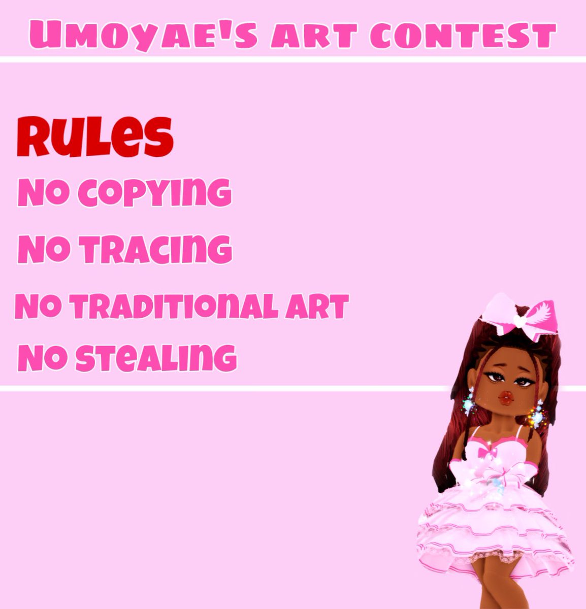 Umoyae's tweet photo. UMOYAE’S ART CONTEST•🌷
1st place: Winter halo 2021

2nd place: 500k diamonds

3rd place: 150k diamonds 
And 3 runner ups will win 50k diamonds each!

Please like and retweet to spread 💖
(Look in thread for more information‼️) #royalehigh #royalehighart #rhtc #royalehighartist https://t.co/92PSG1Tiw6