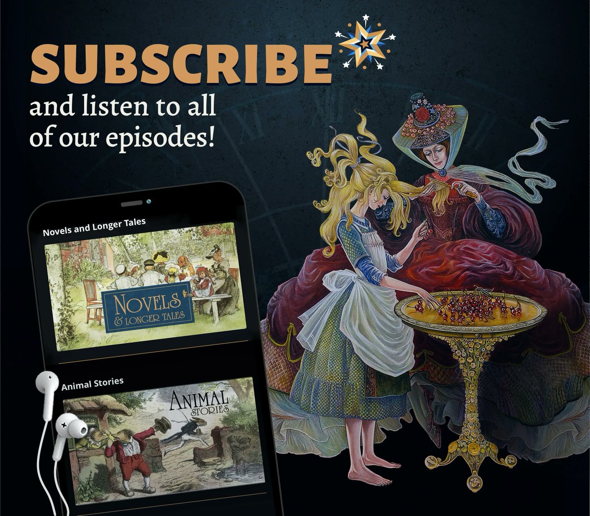 Ftalez's tweet photo. Fairytalez is now a podcast channel!  Themed collections include Brothers Grimm, Animal Stories, and Native American/American Indian tales. All quality audio. Exclusively on Apple Podcasts. Get 7 days free, then enjoy every episode for just $4.99/month.  https://t.co/u0l4MwLQIr https://t.co/3XRQeeZkD6