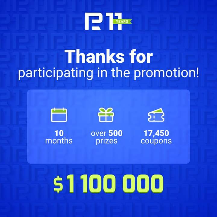 🥳 Thank you for celebrating RoboForex’s 11th birthday with us
⠀
👉 Join the experienced leader - 
⠀bit.ly/RoboMarketsInv…

From July 2021 to April 2022, we had a global promotion to celebrate RoboForex’s 11th anniversary and gave away over 500 prizes in total of $1,100,000.