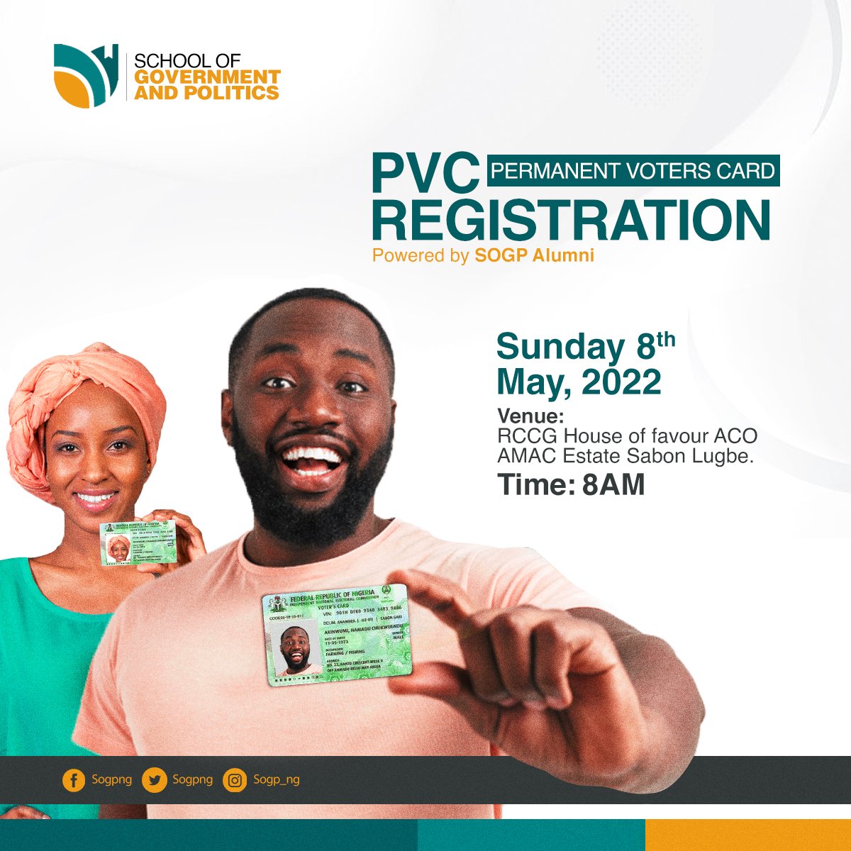sogpng's tweet photo. The PVC Registration Exercise is powered by the Alumni Community of The School of Government and Politics SOGP
This we believe is our way of confronting Voter Apathy and making Citizens eligible to vote in 2023.
#sogp #sogpng #sogp_ng #valuesreorientation #citizenship https://t.co/QhiR3lCww3