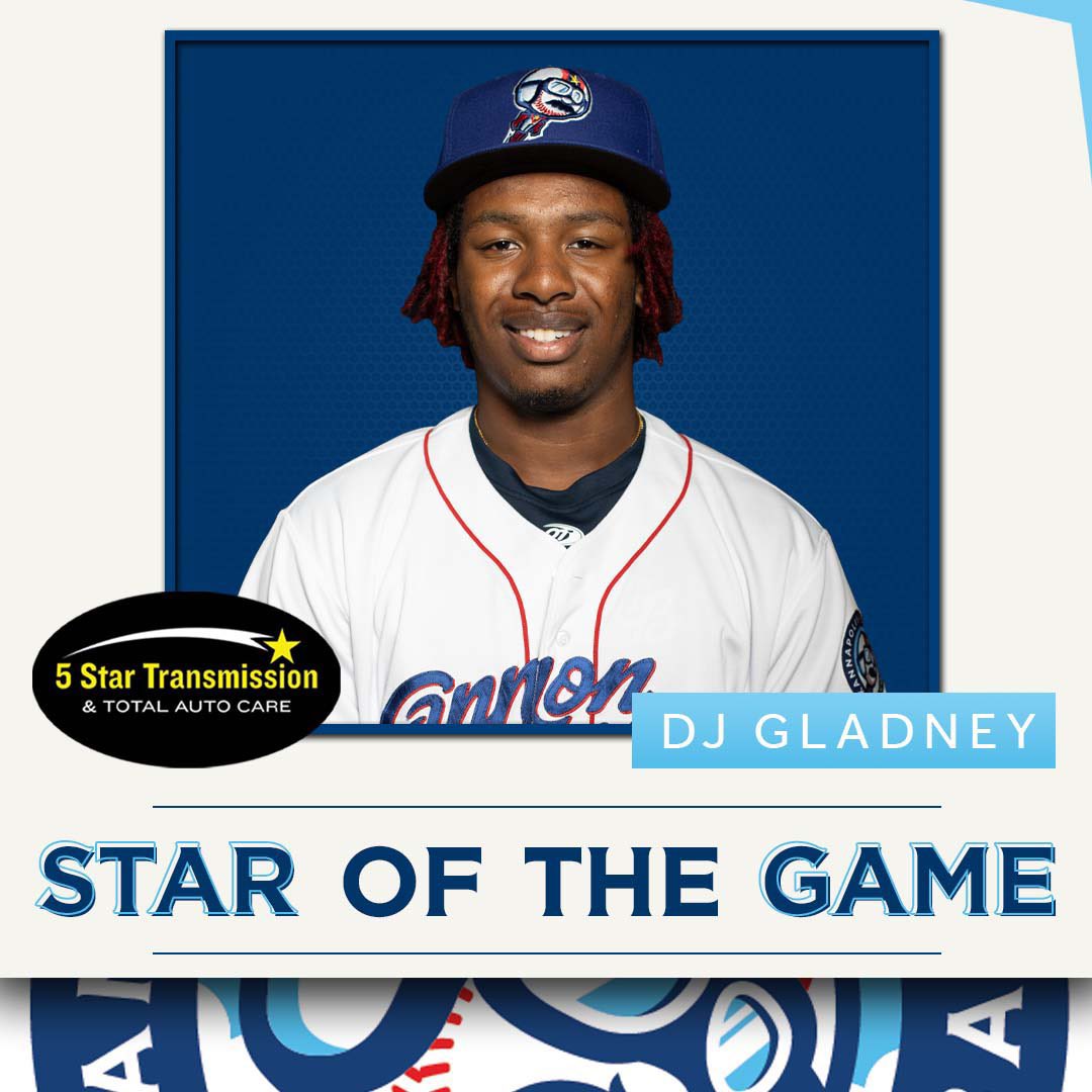⭐️ DJ Gladney is our 5 Star Transmission and Total Auto Care Star of the Game ⭐️ 

DJ hit 2 homers tonight in Game #1 of our doubleheader!