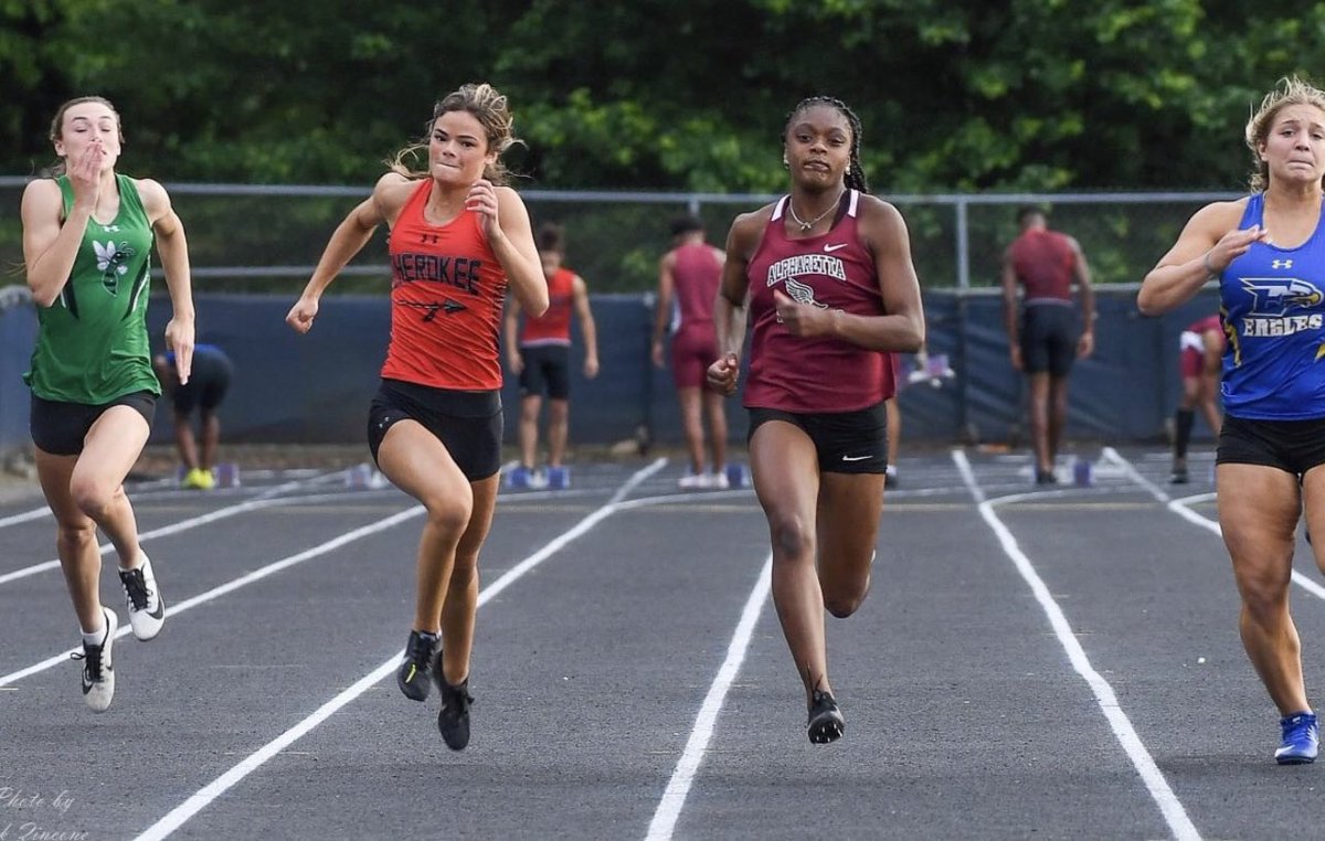 TrackCherokee's tweet photo. Girls State Qualifiers — Skyler in TJ/LJ/100m/200m and Tara in PV!! @CherokeeAD @coachccurtiss @tstring3 @WarriorLift https://t.co/c03IeQ5RaE