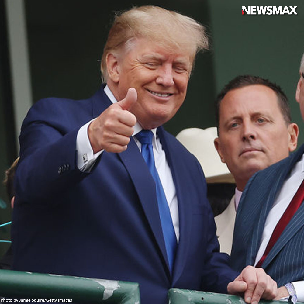 NEWSMAX's tweet photo. Former President Donald Trump arrived at Churchill Downs for his $75,000-per-person fundraiser around 6 p.m. His entrance was shielded from the general public and the press. https://t.co/i0aORd6Lnu https://t.co/xsaDvysbHy