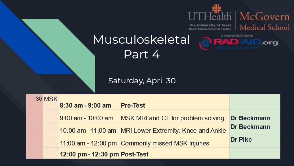 AidRad's tweet photo. Successfully wrapped up RAD-AID UTH educational series on MSK radiology! We are so grateful to our fantastic faculty, who presented different high-yield MSK topics last month! Thank you @NBeckmann_MD @SusiSpenceMD, @LatifaLsanhaji, Dr. Bawa, Dr. Pike, and Dr. Awdeh. @RADAIDIntl https://t.co/4UxFc7VV15