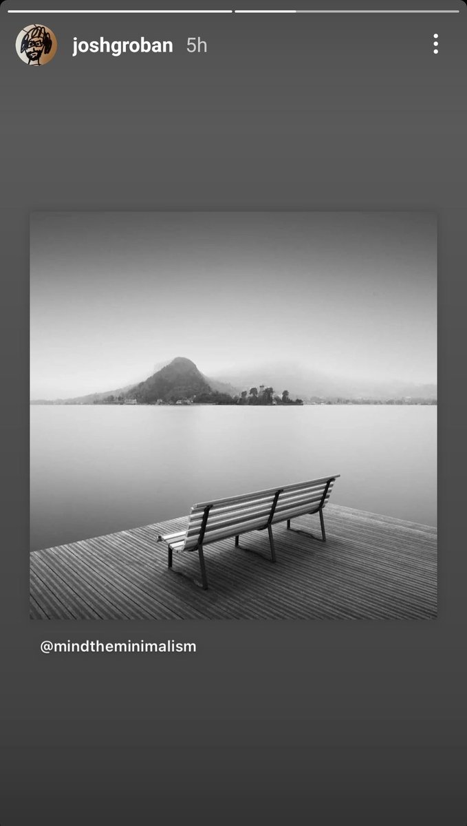 #instastory from .@joshgroban #bench #solitude @mindtheminimal