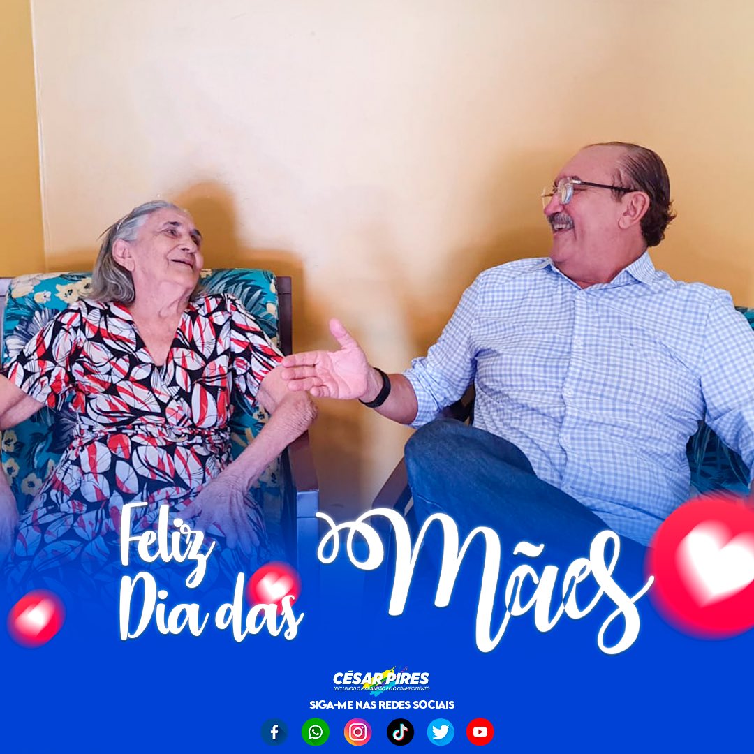 cesarpiresdep's tweet photo. No sorriso da minha mãe Dilu, vejo a felicidade de todas as mães em cuidar, educar e dar amor aos seus filhos. A elas, todo o nosso carinho, respeito e eterna gratidão. https://t.co/23d5gMGlDI