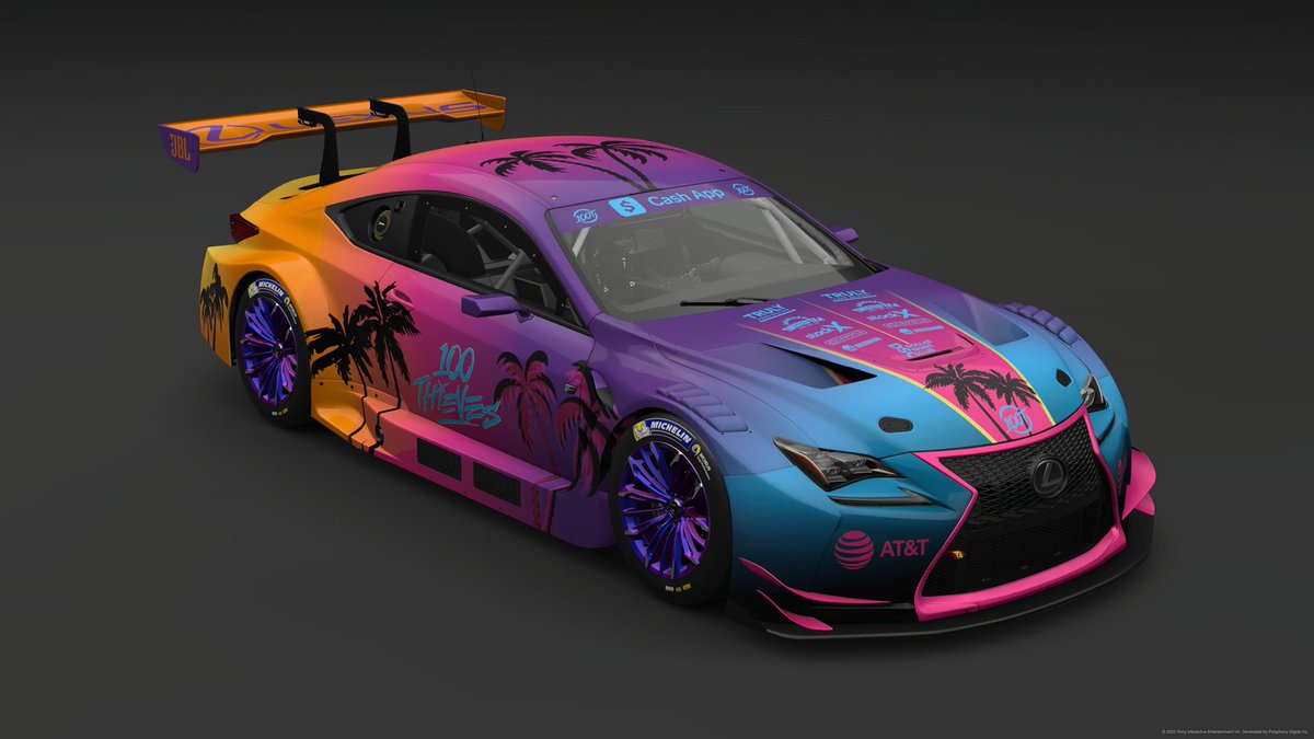 PoWeR_DeMoN's tweet photo. 100 Thieves x Lexus - Miami Edition @100Thieves @Nadeshot @RohnJobinson @CouRageJD @SesoHQ #GT7 #GT7Livery #MiamiGP https://t.co/GeR8yS4wfS