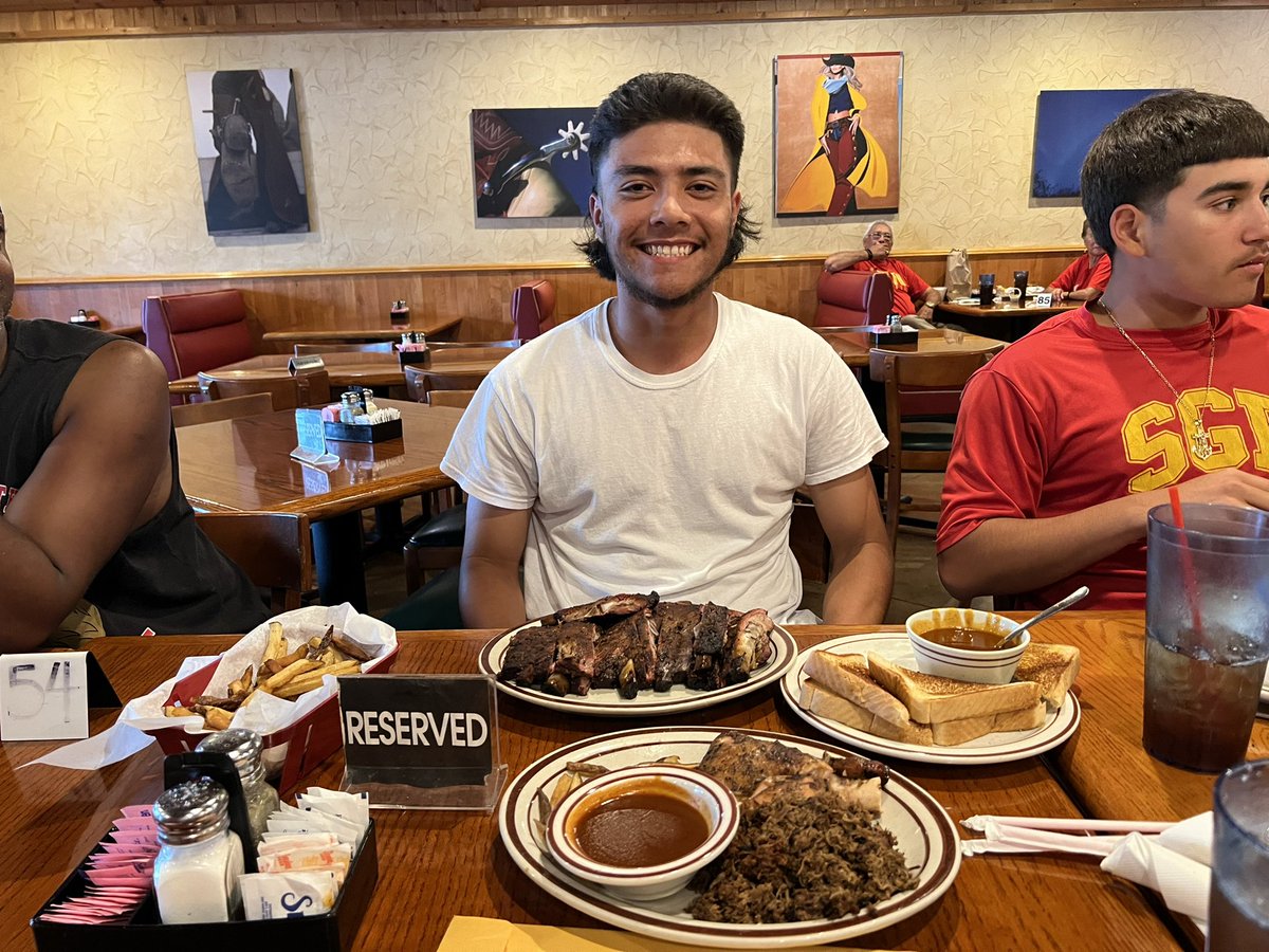 You get the slab of ribs dinner at Outlaws if you threw a no-hitter the night before! #Team53