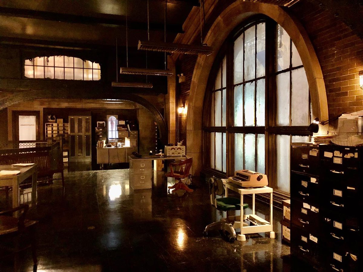 AndrewSellon's tweet photo. Rainy days remind me of #Gotham ❤️ Here are shots I took on the 2nd level of the gorgeous GCPD set just before it was disassembled. See how different the space looks from two angles and with different light. #LongLiveGotham #SaveGotham #MrPennGotham #MisterPenn #TheVentriloquist https://t.co/fcrXhKrLhG