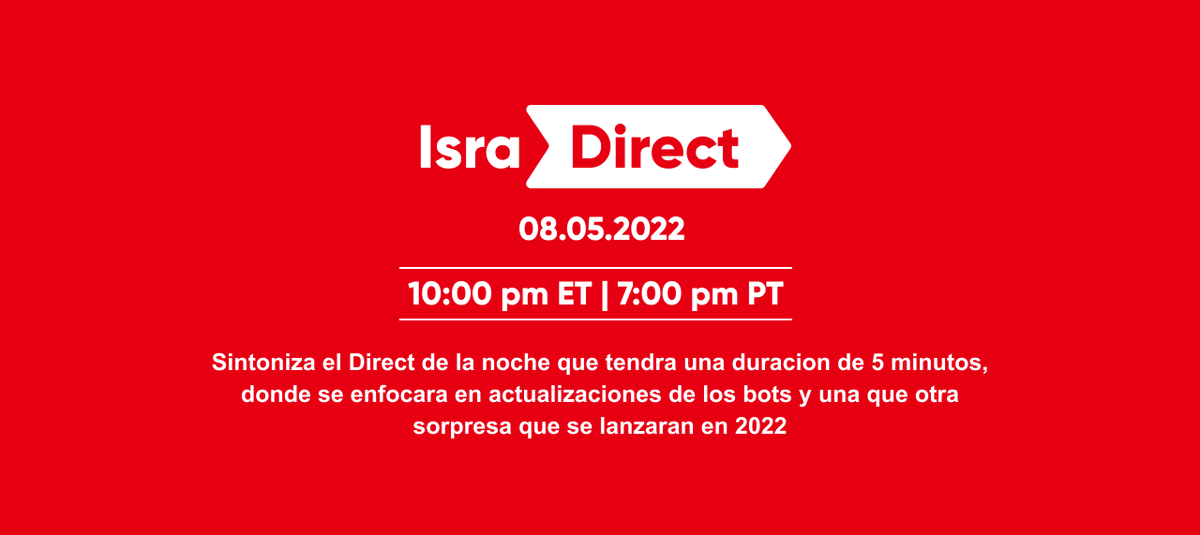 FloppaBot123's tweet photo. Hagamos lo real.
Saludos chicos, les doy una invitación al nuevo Isra direct que se sintonizara el del día de mañana, con novedades de este mes.
No se lo pierdan! #IsraDirect https://t.co/PmSMlJKYdn