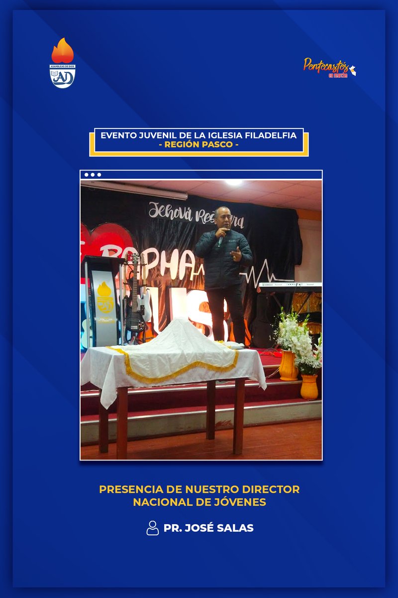 LADP2021's tweet photo. 🔵 #AvanceMinisteriosNacionales 
Con nuestro Director Nacional de Jóvenes, Pr. José Salas, presente en la región de Pasco, participando en el aniversario del ministerio juvenil de la Iglesia Filadelfia.  #JovenesLADP #YoSoyLADP #FamiliaLADP https://t.co/zNX8rqZpNn