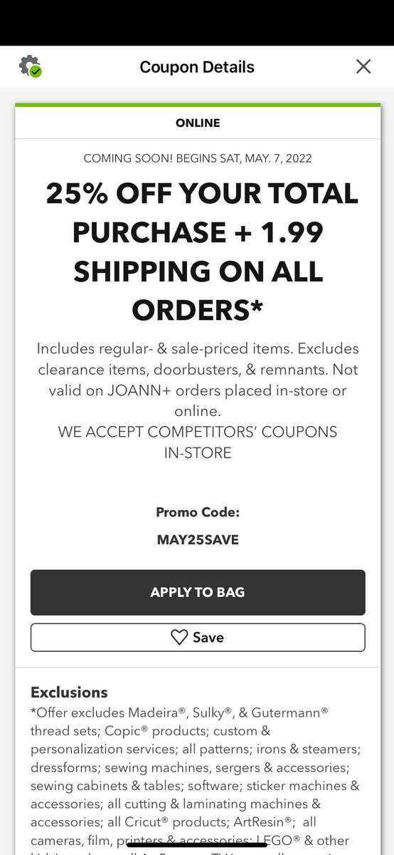 iAmMeghann's tweet photo. @JoAnn_Stores What happened to the 25% off coupon you advertised in the app? It’s not appearing or working despite it starting today? https://t.co/bfbtH8tgLx