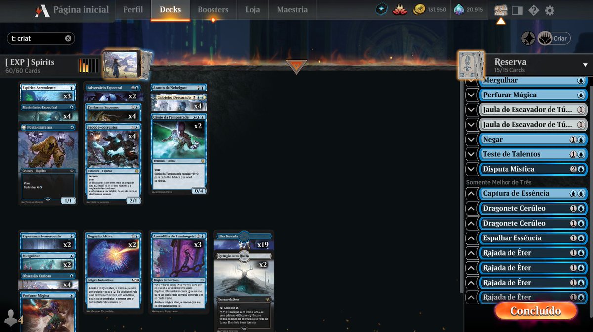 ManaFoxMTG's tweet photo. 2 Runs:
5-1 e 7-0 com monoblue spirits. https://t.co/nUJhFgUEXN