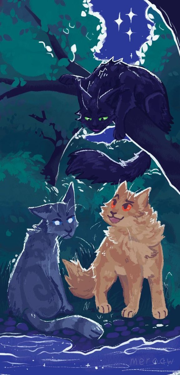 meroaw's tweet photo. [ #warriorcats ] the three hanging out! https://t.co/b2dzuoqpTz