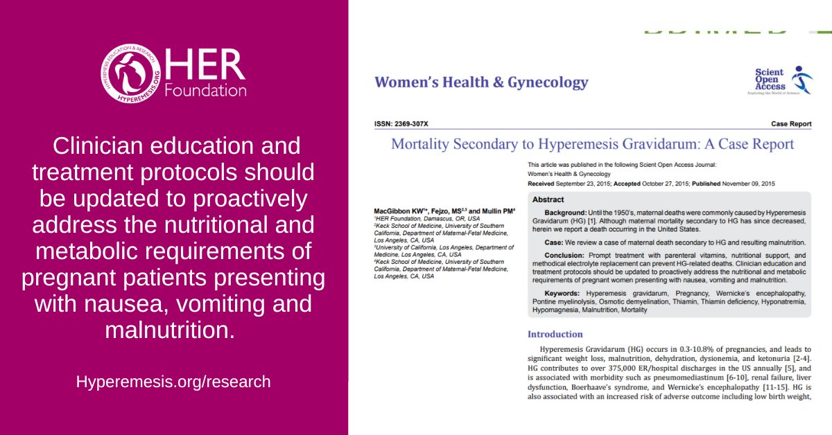 HGmoms's tweet photo. Clinician education and treatment protocols should be updated to proactively address the nutritional and metabolic requirements of pregnant patients presenting with nausea, vomiting, and malnutrition. Full study: https://t.co/MHGb8BZlqA
#ACOG2022 #acog22 #hyperemesisgravidarum https://t.co/KTNfW1Ol8N