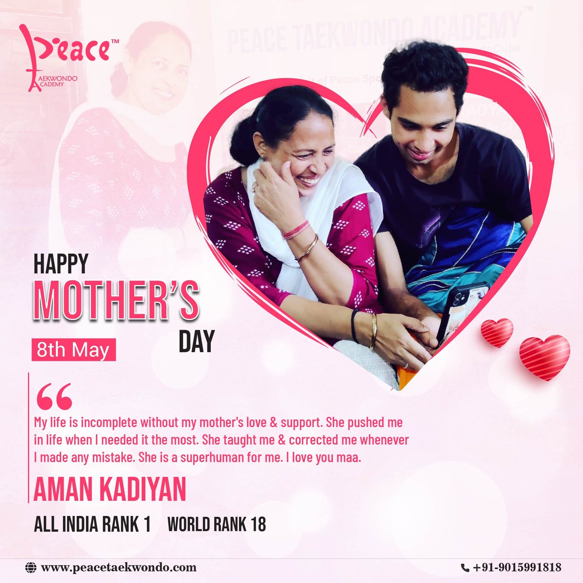 PeaceTaekwondo's tweet photo. Let's appreciate the Mother's who does everything for our athletes from behind the scenes. Happy Mother's Day!
#taekwondo #worldtaekwondo #love #care #strength #warmth #mothersday2022 #Trainforexcellence #Peacetaekwondoacademy https://t.co/cnVvmYPc9c