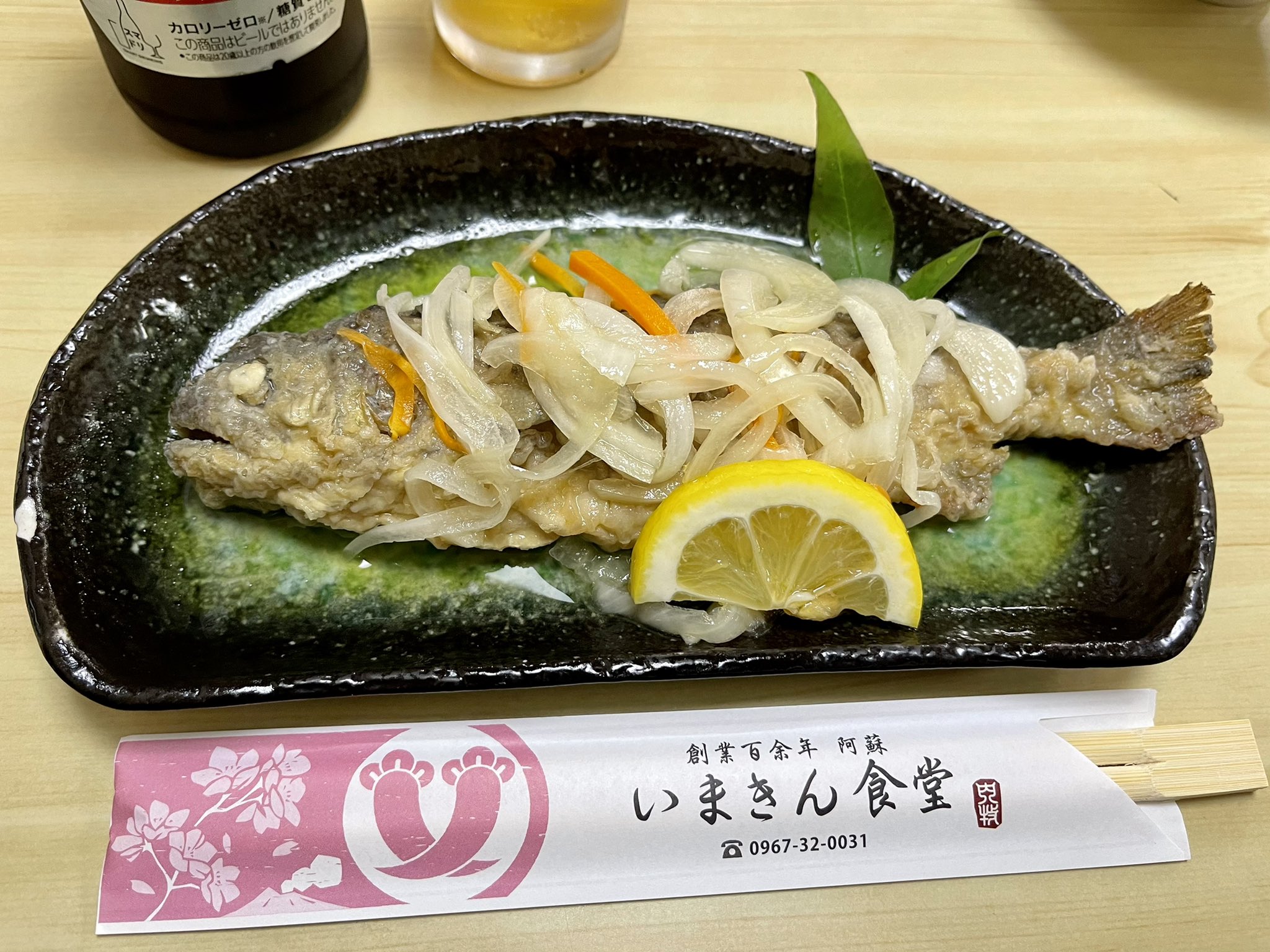 Sanokuni いまきん食堂 熊本県阿蘇市 山女魚の南蛮漬け 500円 あか牛すじポン 煮込み 680円 あか牛の千本すじ 数量限定 780円 調子に乗ってあか牛丼以外のサイドメニューめ色々頼んだけど 全部美味しかったしボリュームもあってコスト