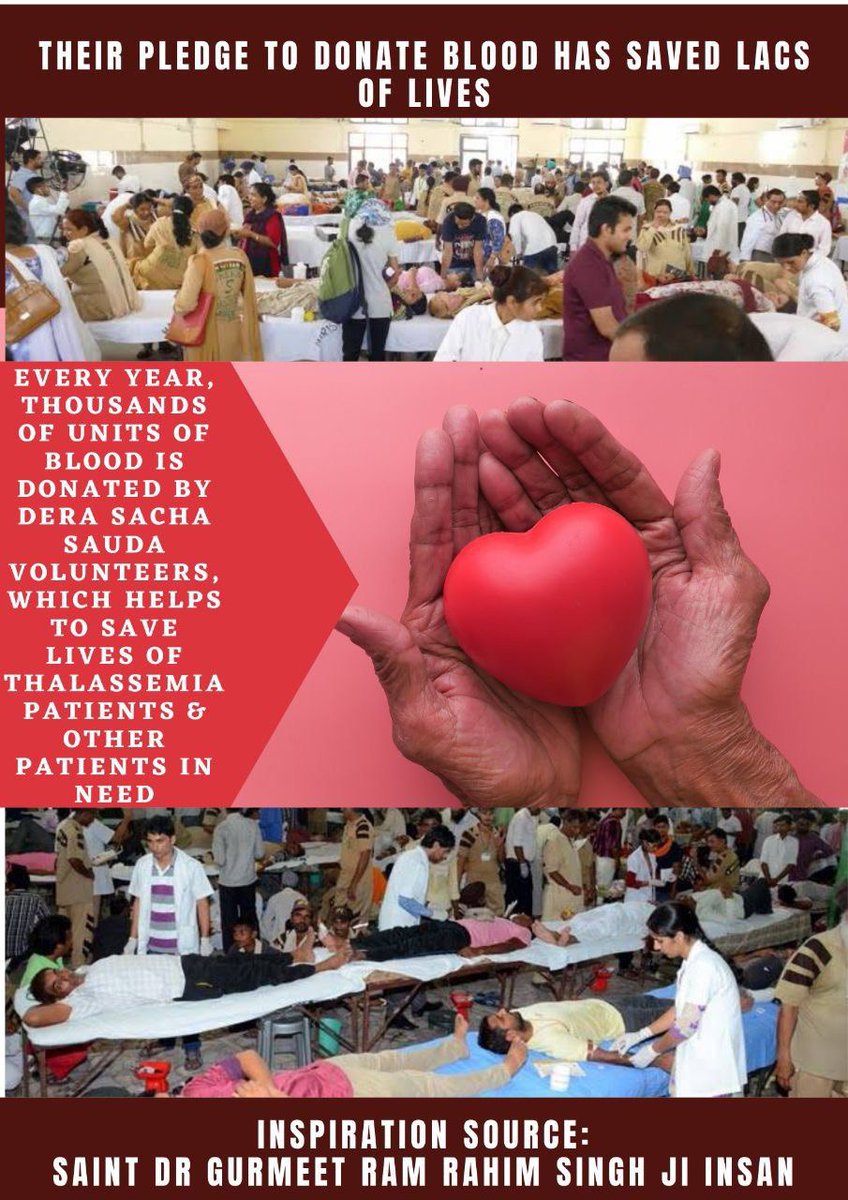 Vk500255's tweet image. थैलेसीमिया के बारे में जागरुकता फैलाना व पीड़ितों की मदद करना डेरा सच्चा सौदा द्वारा चलाए गए 139 मानवता भलाई कार्यों में से एक है। इसलिए हर 3 माह में खूनदान करेंगे, लाखों लोग इस प्रण पर अडिग हैं ताकि खून की कमी से किसी की भी जान न जाए। #WorldThalassemiaDay