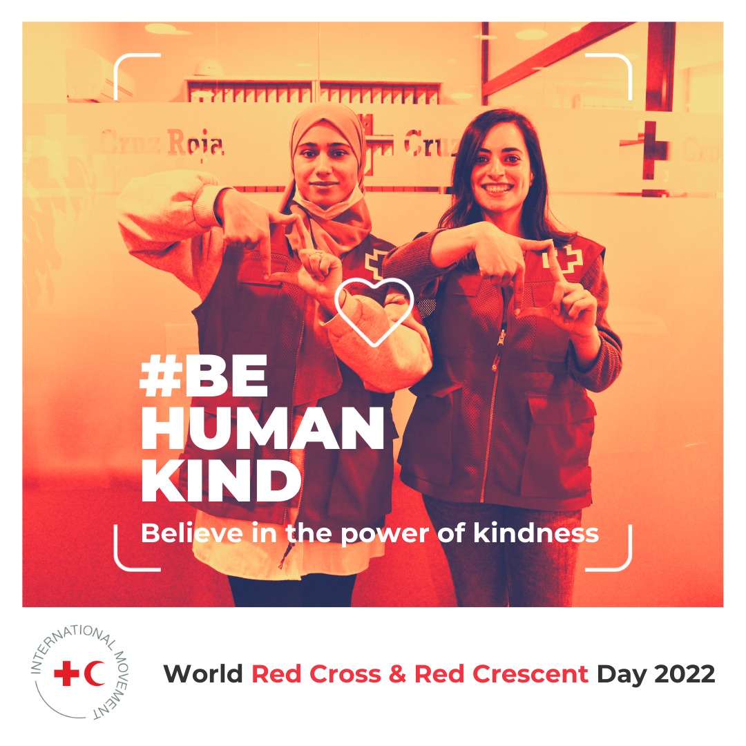 RedCrossEU's tweet photo. It's World Red Cross and Red Crescent Day!

Acts of kindness, even if small, make a huge difference. Your kindness is powerful, share it around you.

#BeHumanKind https://t.co/x8lsHrOPAt