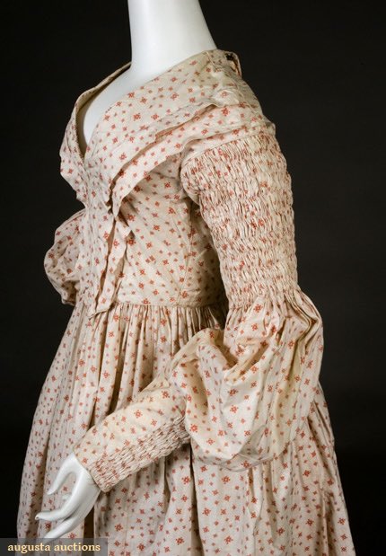 kateStrasdin's tweet photo. I do love a good #sleeve treatment, the more dramatic and complicated the better as far as I am concerned. The late #1830s had it all going on, the balloony-ness of a few years earlier replaced by a below elbow flare and lots of #pleating and #smocking @AugustaAuction https://t.co/8pKQX7Aw0B